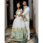 Traditional Couple Wedding Habesha Clothing Green & Gold