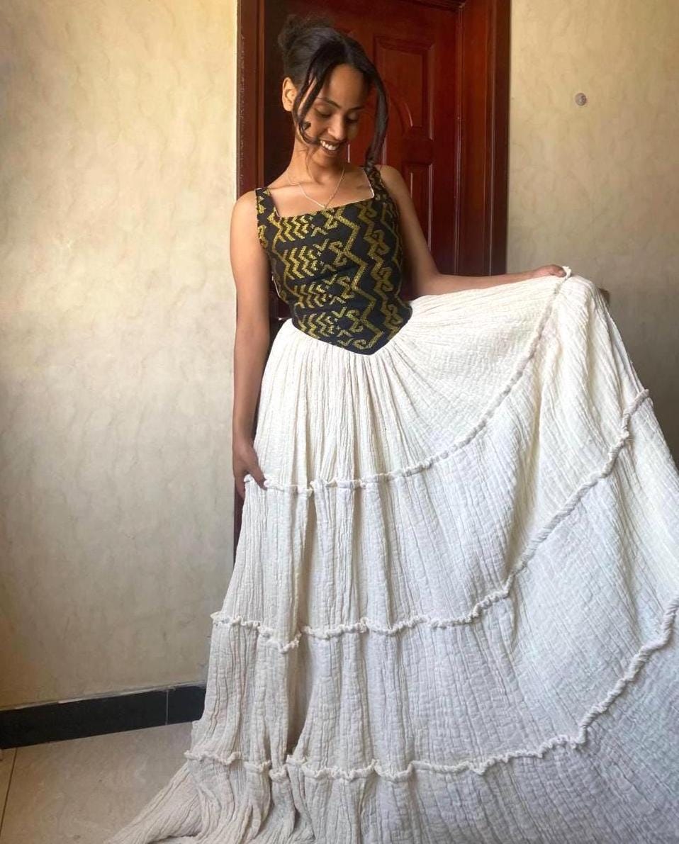 Custom Made Modern Habesha Kemis, Black And Golden Fetil Eritrean & Ethiopian Fashion, New Design Habesha Dress for Women