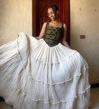 Custom Made Modern Habesha Kemis, Black And Golden Fetil Eritrean & Ethiopian Fashion, New Design Habesha Dress for Women