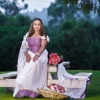 Custom Made Zuria Habesha Kemis, New Lavender Menen Eritrean & Ethiopian Traditional Fashion, Cultural Dress for Women
