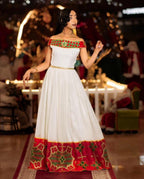 Modern Habesha Kemis for Women Red Tilet Eritrean &