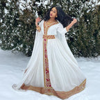 Cultural Habesha Kemis for Women Red And Golden Tilet