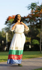 Eritrean Flag Habesha Kemis for Women, Eritrean Patriotic Dress, Long Traditional Eritrea Wear