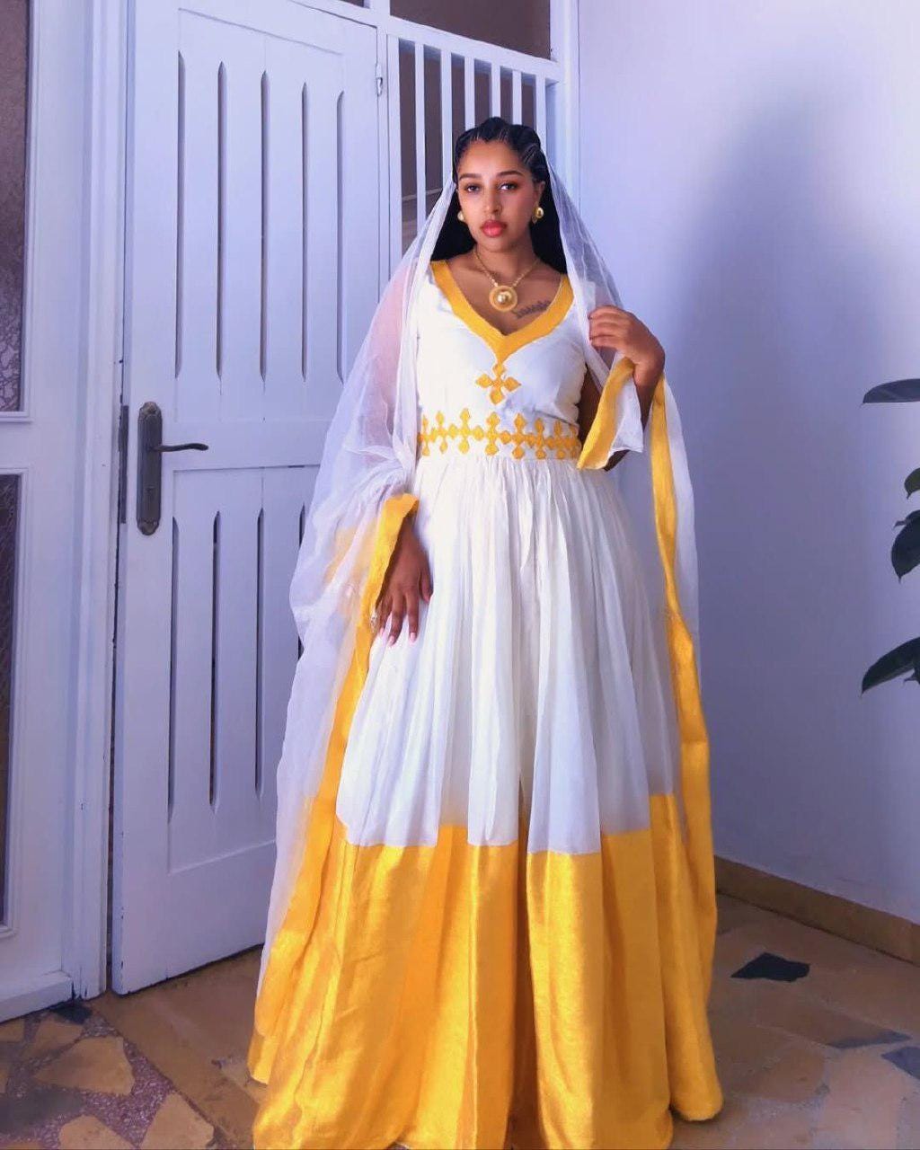 Cultural Habesha Kemis for Women, Custom Made Tibeb Eritrean & Ethiopian Traditional Dress