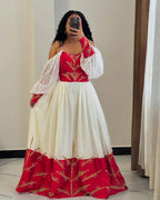 Cultural Habesha Kemis for Women Modern Red Tilet Eritrean 2