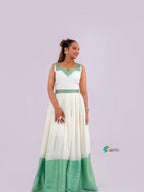 Cultural Habesha Kemis for Women,  Green Tibeb Eritrean & Ethiopian Traditional Dress, Handmade Wear