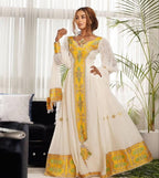 Custom Made Zuria Habesha Kemis, Yellow Tilet Eritrean & Ethiopian Traditional Fashion, Cultural Dress for Women