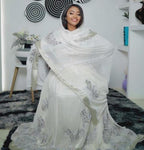 Cultural Habesha Kemis for Women, White Tilet Eritrean & Ethiopian Traditional Church Dress