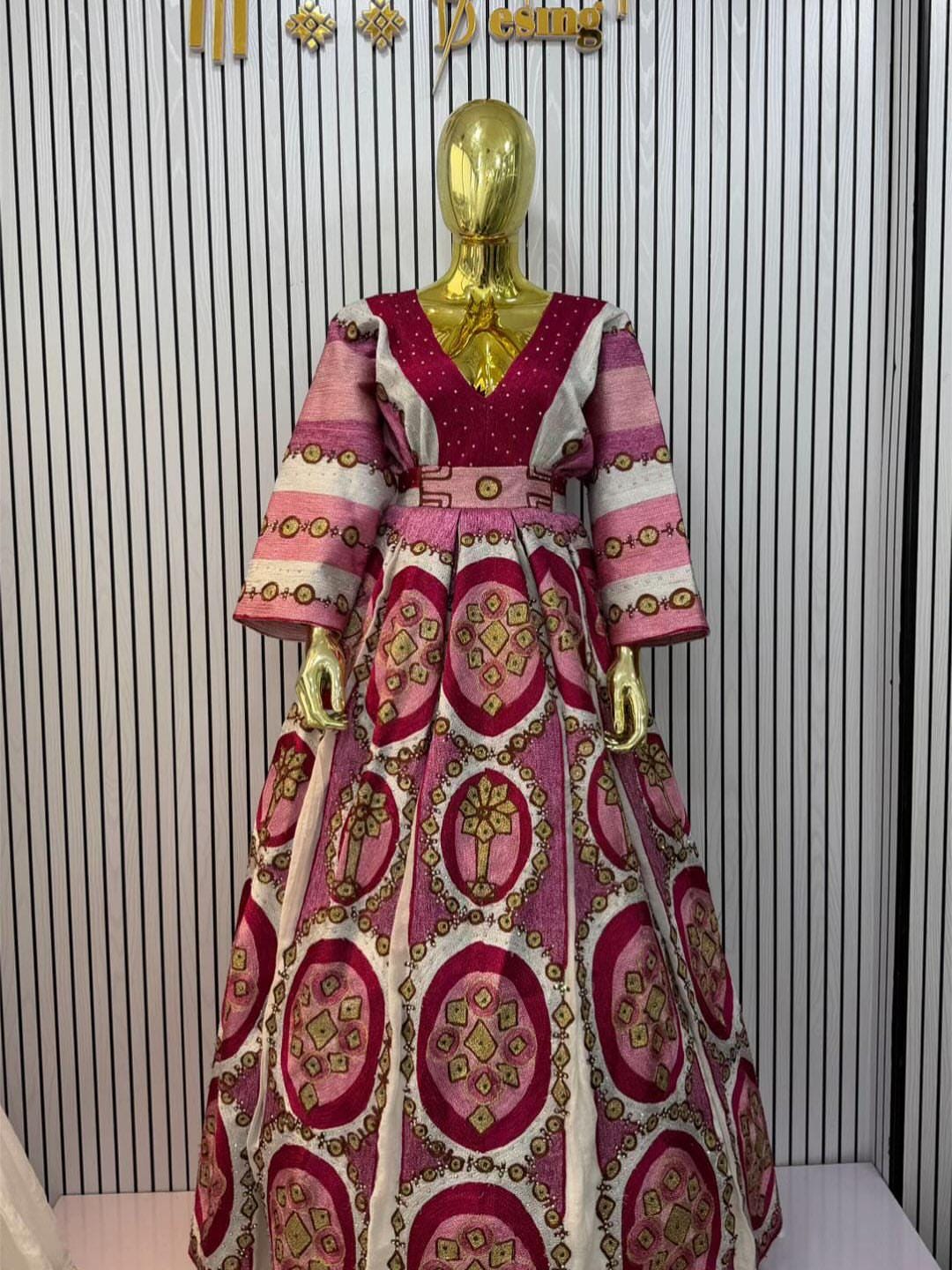 Cultural Habesha Kemis, Ethiopian Fetil Traditional Dress, Handcrafted Eritrean Dress for Women