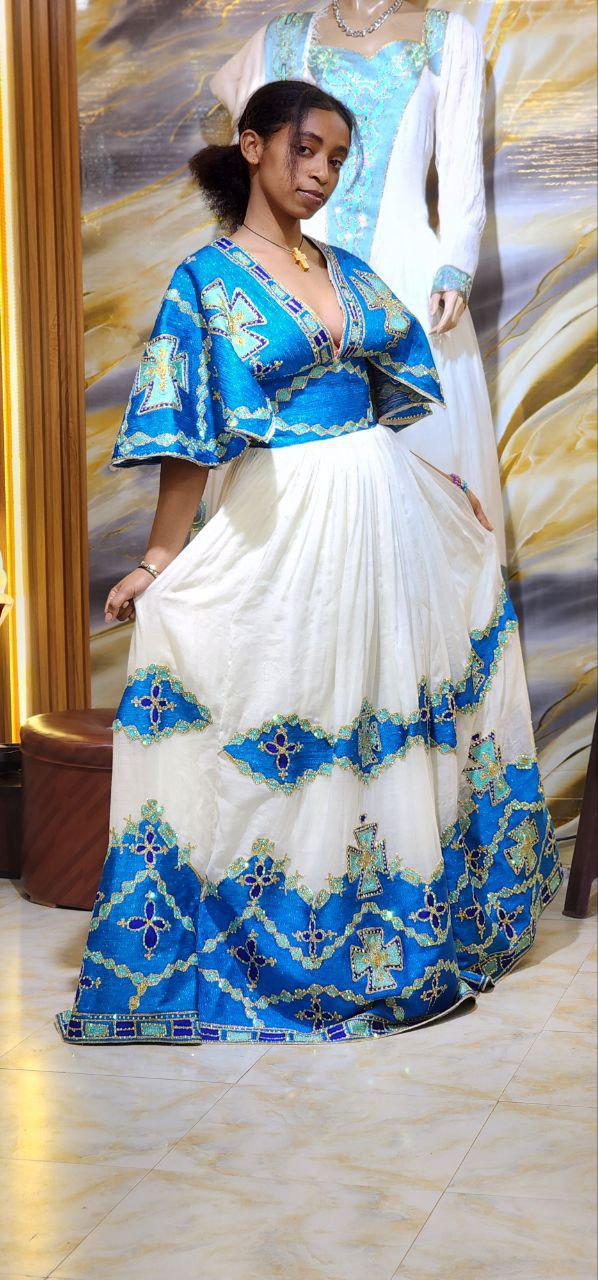 Custom Made Habesha Kemis, New Handwoven Eritrean & Ethiopian Traditional Fashion Dress, Cultural Embroidery Clothing for Women, Zuria