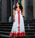 New Habesha clothing, New Red Tilet, Eritrean and Ethiopian Traditional Wedding Attire, Custom Made Habesha Fashion
