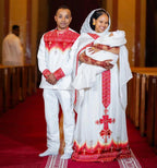 New Habesha clothing, New Red Tilet, Eritrean and Ethiopian Traditional Wedding Attire, Custom Made Habesha Fashion
