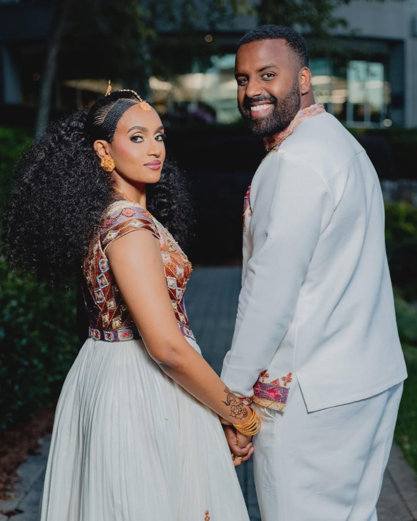 Couple Habesha Wedding Clothing, New purple  & Golden Tilet, Eritrean and Ethiopian Traditional Attire, Custom Made Habesha Fashion