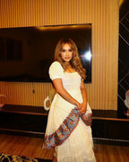 Cultural Habesha Kemis for Women,  blue Tilet Eritrean & Ethiopian Traditional Dress