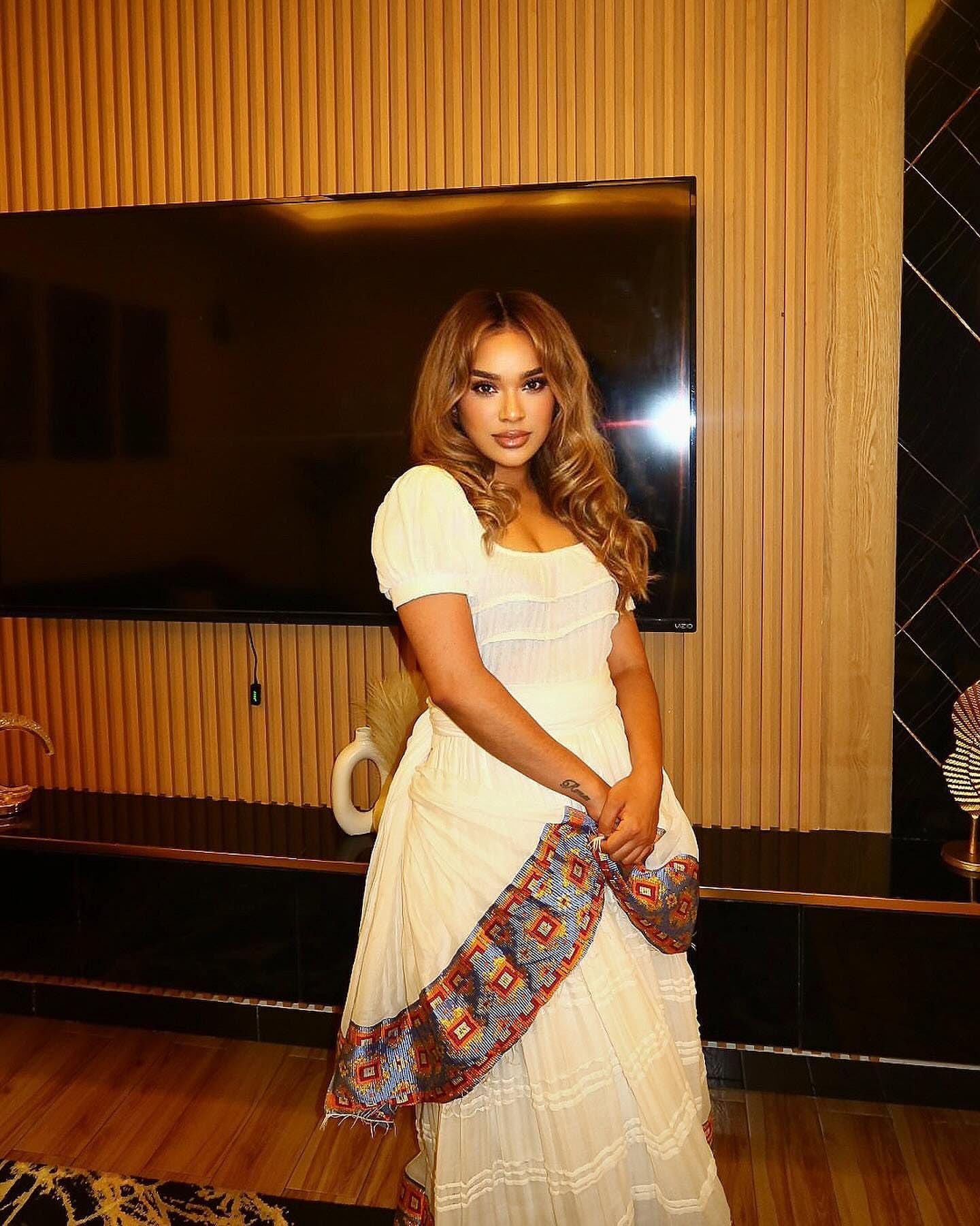 Cultural Habesha Kemis for Women,  blue Tilet Eritrean & Ethiopian Traditional Dress