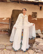Cultural Habesha Kemis for Women, blue  Tilet Eritrean & Ethiopian Traditional Church Dress