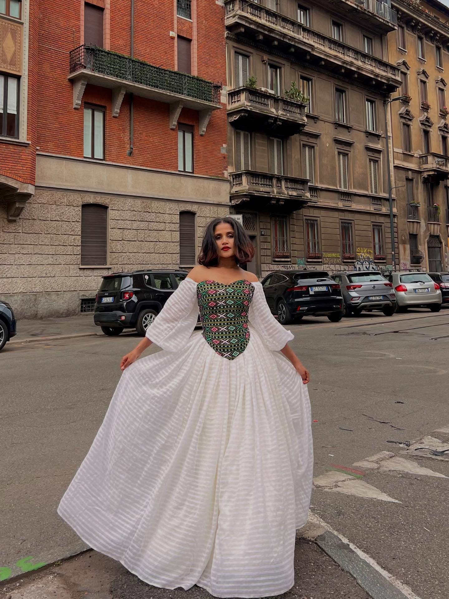 Cultural Habesha Kemis for Women, black and  gold   Tilet Eritrean & Ethiopian Traditional Church Dress