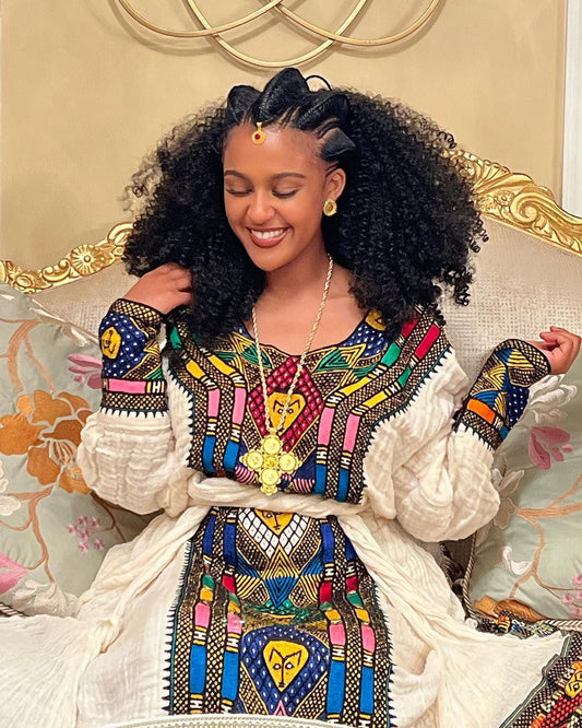Cultural Habesha Kemis for Women, Axum Tilet Eritrean & Ethiopian Traditional Dress