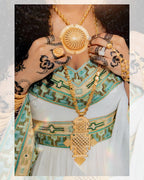 Traditional Couple Wedding Habesha Clothing Green & Gold