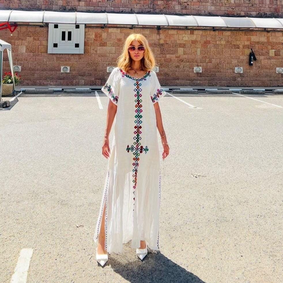 Modern Habesha Kemis For Women, Tilet Eritrean & Ethiopian Traditional Dress,  Handmade Emboidery