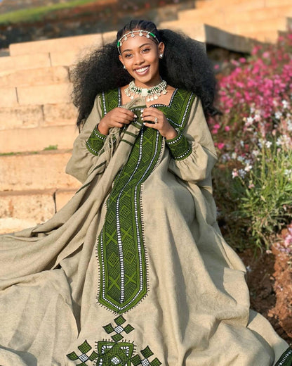 Cultural Habesha Kemis For Women, Tilet Eritrean & Ethiopian Traditional Dress, Handmade Fetil Free Size Wear