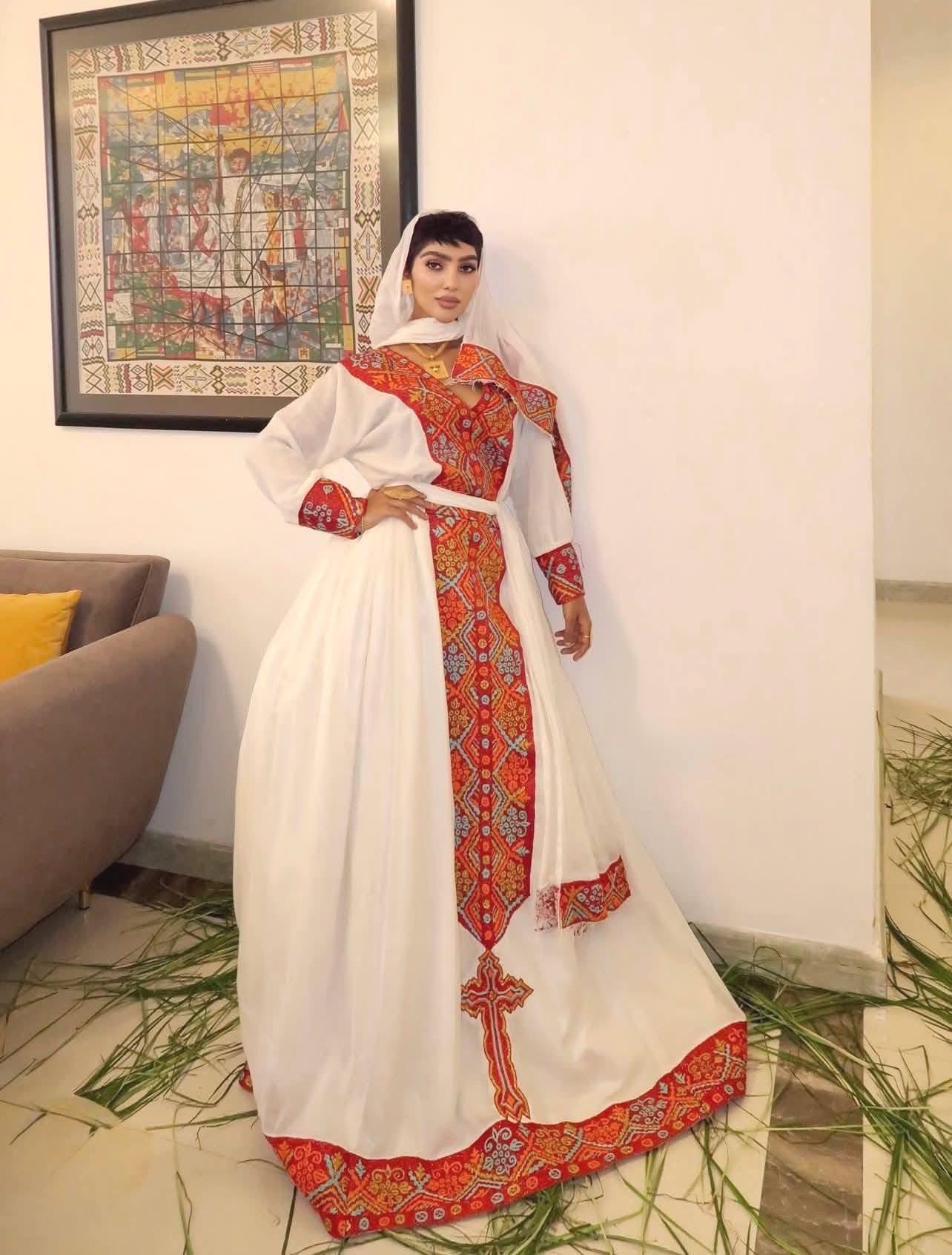 Cultural Habesha Kemis for Women, New Tilet Eritrean & Ethiopian Traditional Dress, Handmade Wear