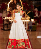 Modern Habesha Kemis for Women Red Tilet Eritrean &
