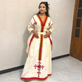 Cultural Fetil Habesha Kemis for Women,  Red Tilet Eritrean & Ethiopian Traditional Dress