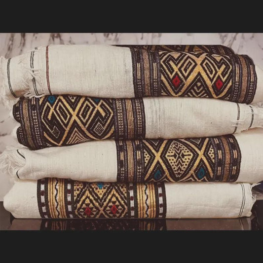 Handmade Habesha Gabi/Throw, Ethiopian Traditional Cultural Gabi, Organic Cotton Cozy Blanket