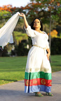 Eritrean Flag Habesha Kemis for Women, Eritrean Patriotic Dress, Long Traditional Eritrea Wear