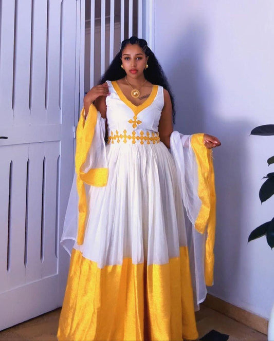 Cultural Habesha Kemis for Women, Custom Made Tibeb Eritrean & Ethiopian Traditional Dress