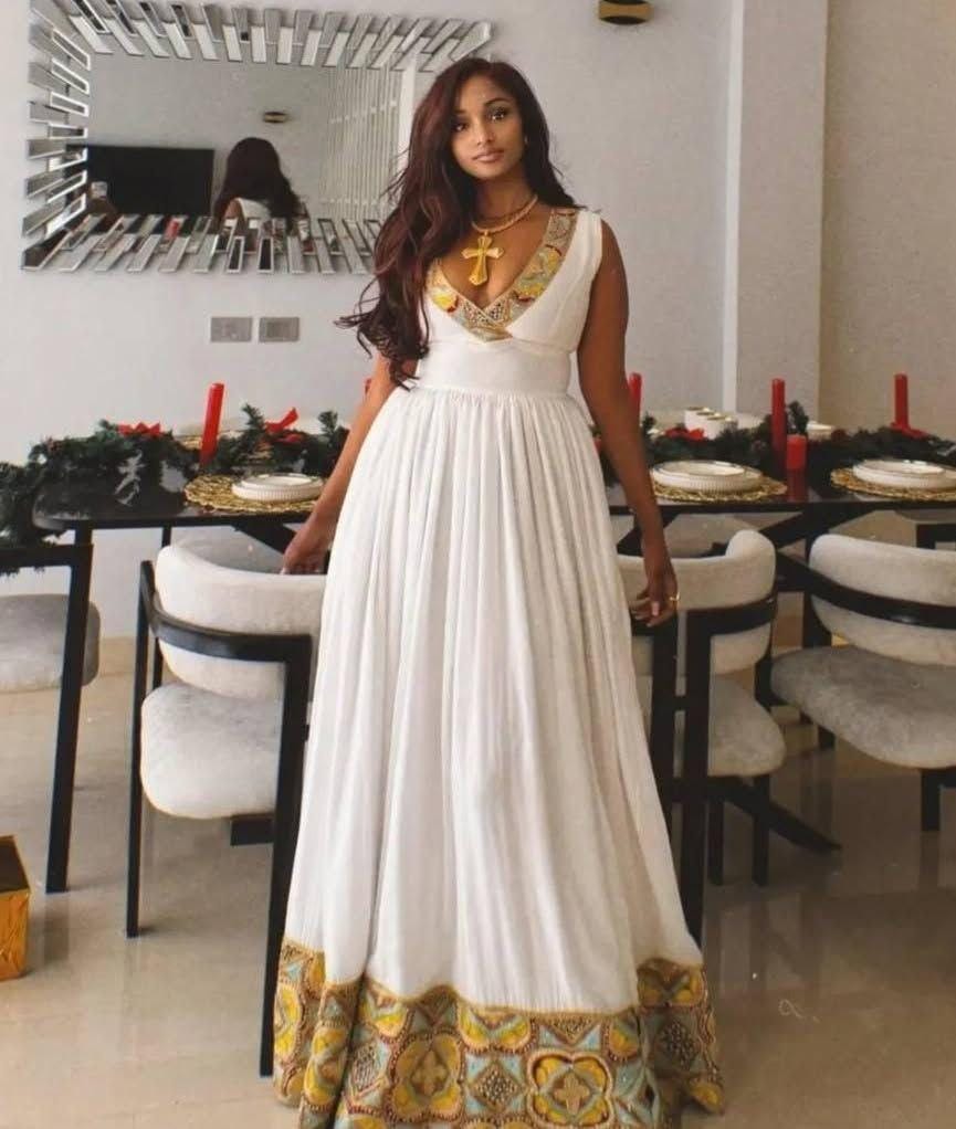 Cultural Habesha Kemis For Women,  New Tilet Eritrean & Ethiopian Traditional Dress