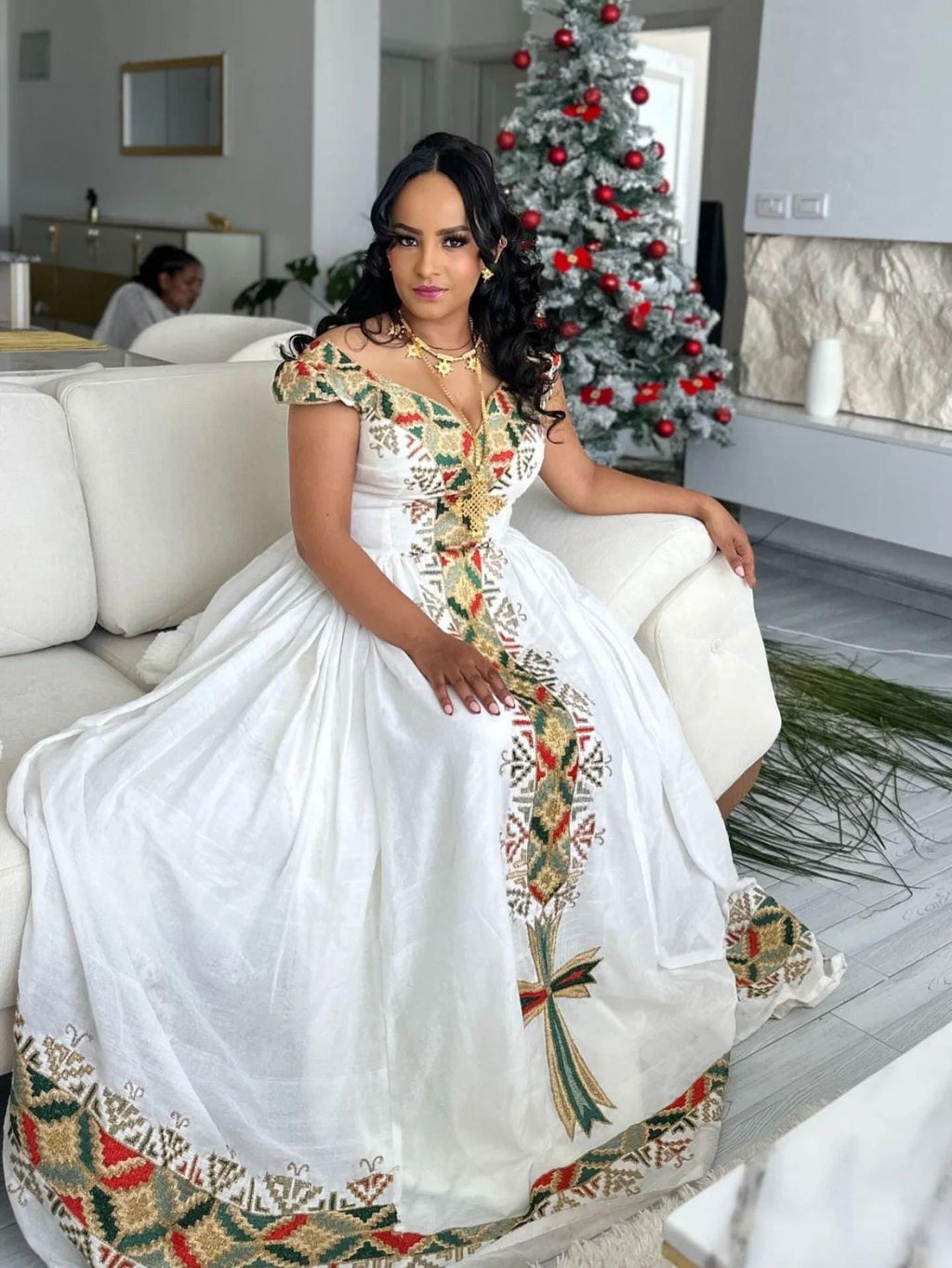 Cultural Habesha Kemis for Women,  Festive Tilet Eritrean & Ethiopian Traditional Dress, Formal Cultural Clothing