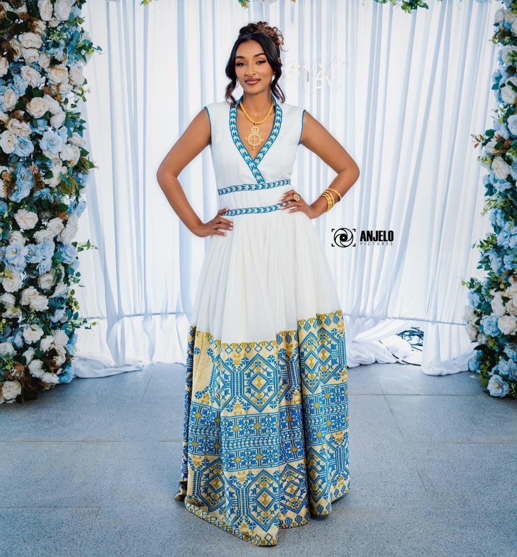 Cultural Habesha Kemis for Women, Hand Tailored Tilet, Eritrean & Ethiopian Dress, Handmade Traditional Fabric Fashion