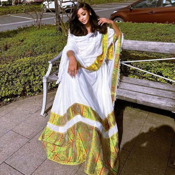 Cultural Habesha Kemis For Women, Tilet Custom Made Eritrean & Ethiopian Traditional Dress
