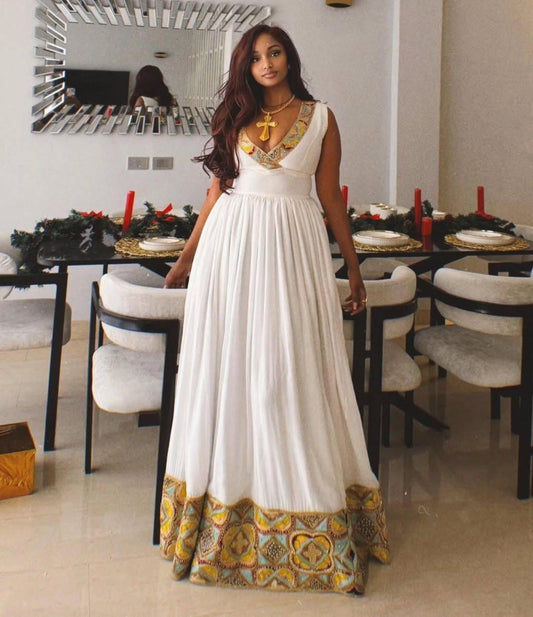 Cultural Habesha Kemis For Women,  New Tilet Eritrean & Ethiopian Traditional Dress