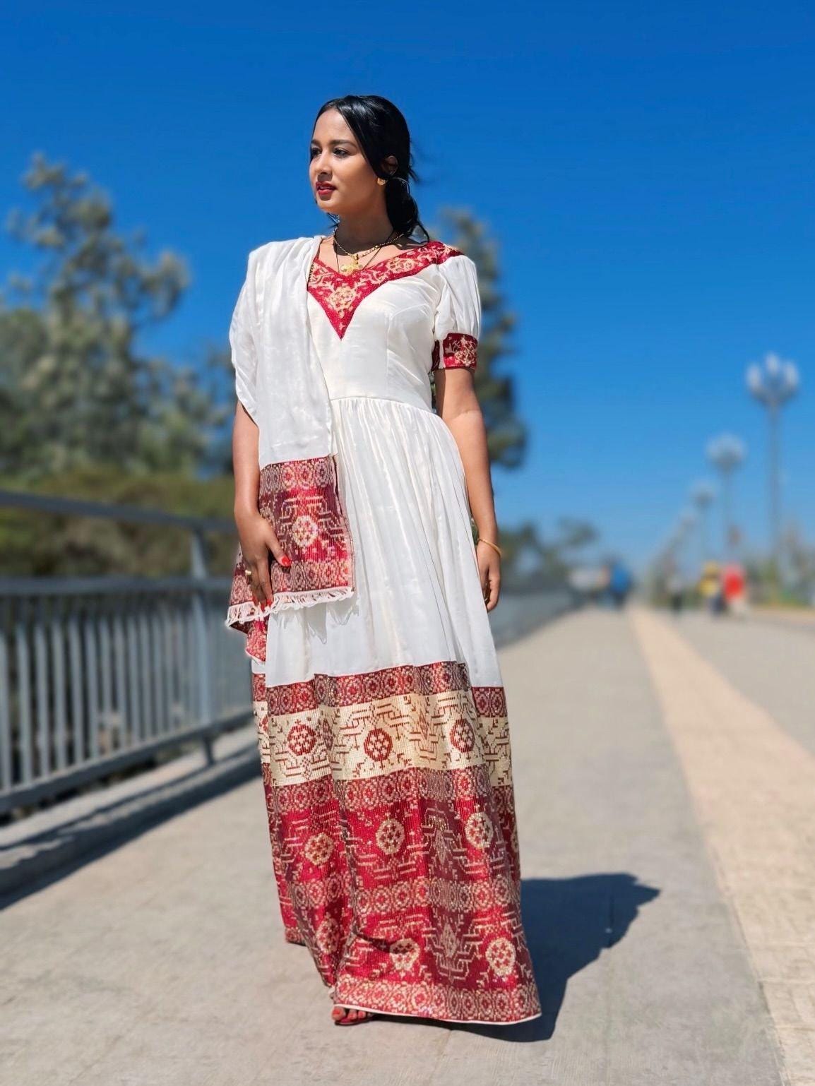 Cultural Habesha Kemis for Women,  Custom Made Tilet Eritrean & Ethiopian Traditional Dress