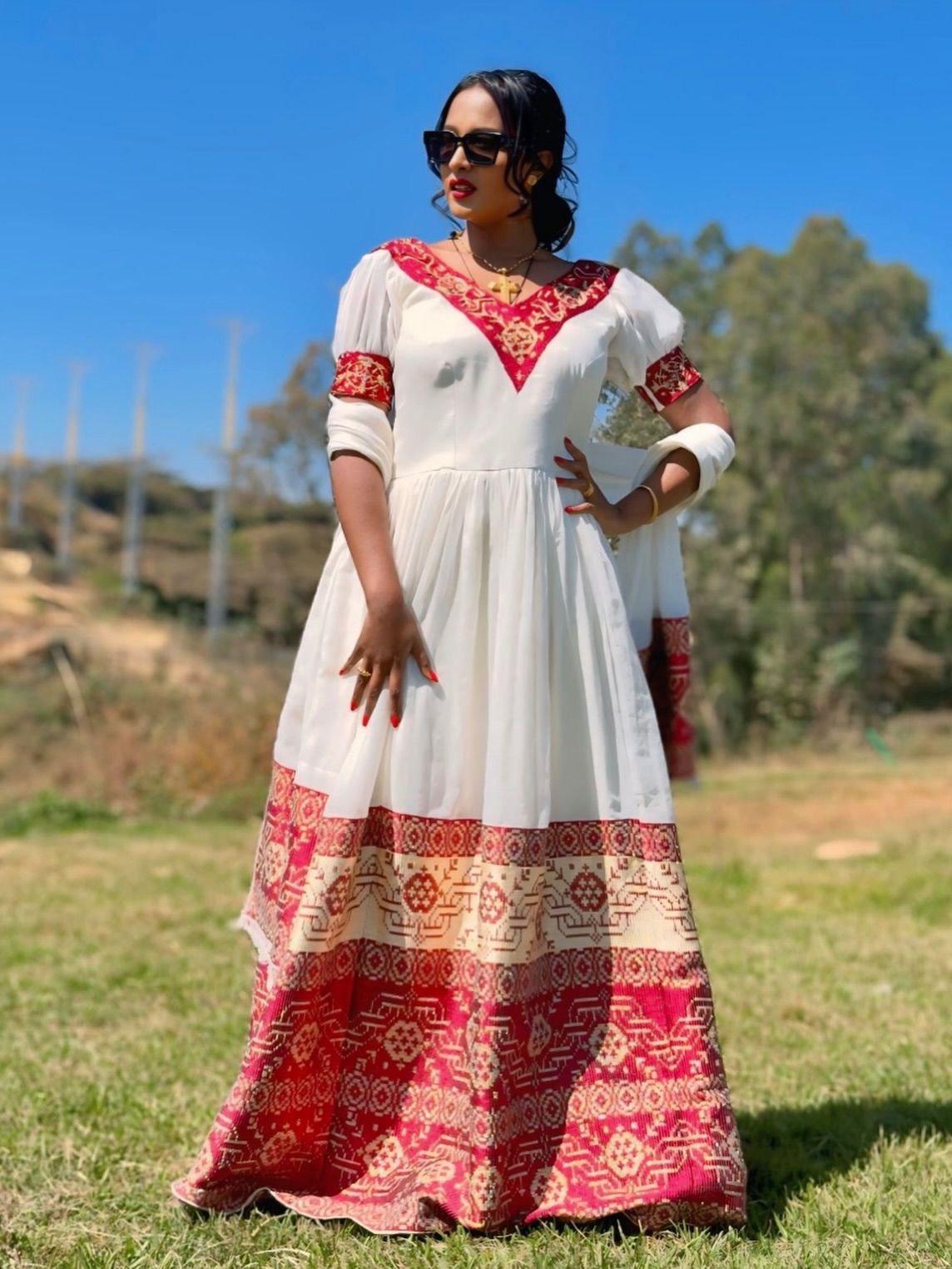 Cultural Habesha Kemis for Women,  Custom Made Tilet Eritrean & Ethiopian Traditional Dress