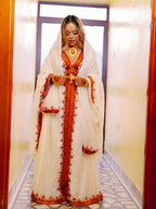 Cultural Habesha Kemis For Women, New Red Tilet Eritrean & Ethiopian Traditional Dress, Custom Made Wear