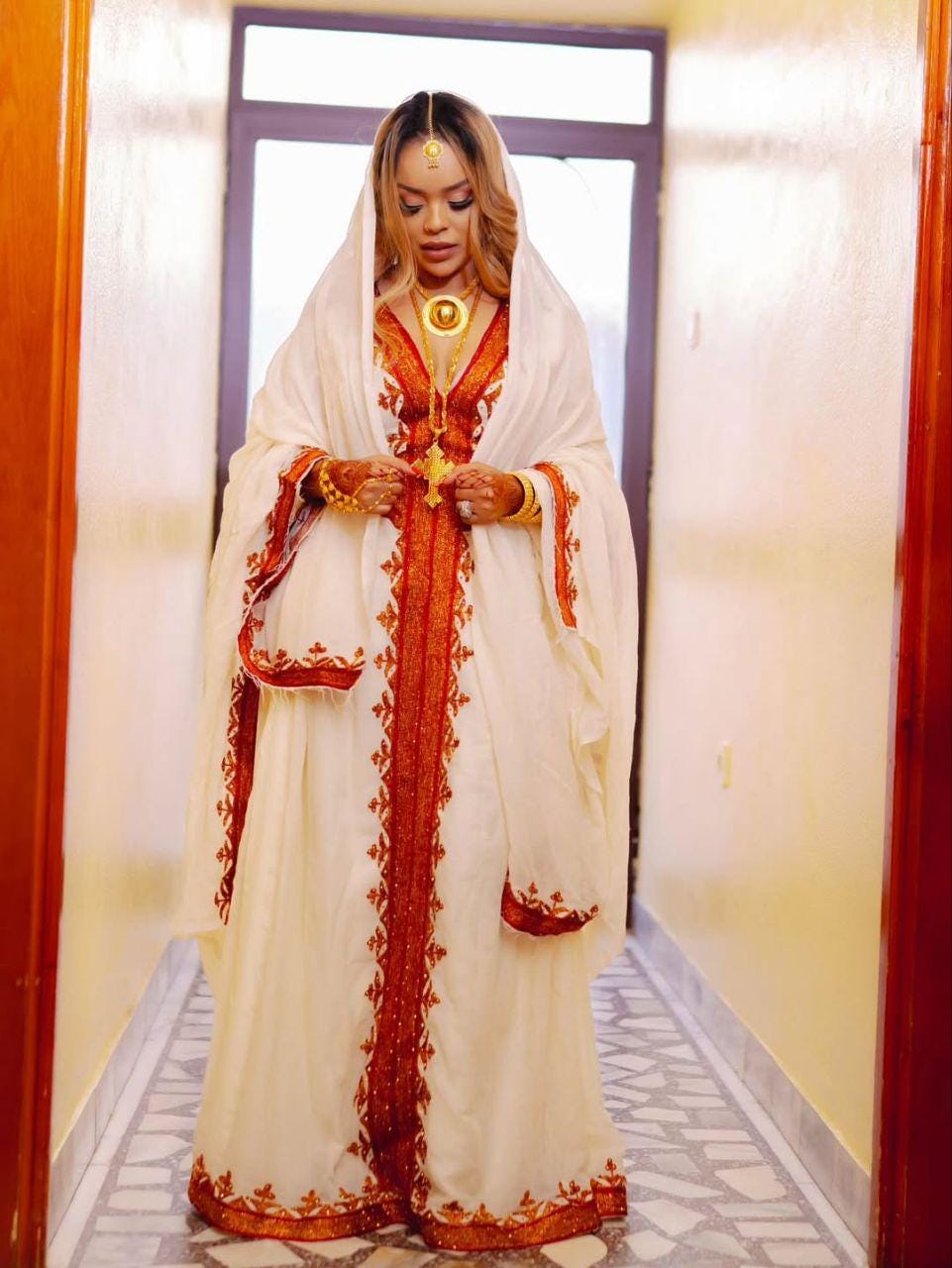 Cultural Habesha Kemis For Women, New Red Tilet Eritrean & Ethiopian Traditional Dress, Custom Made Wear