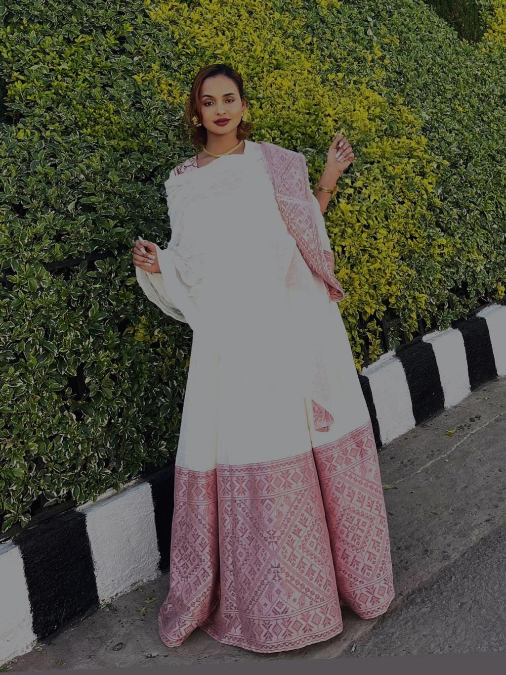 Cultural Habesha Kemis for Women,pink    Tilet Eritrean & Ethiopian Traditional Dress