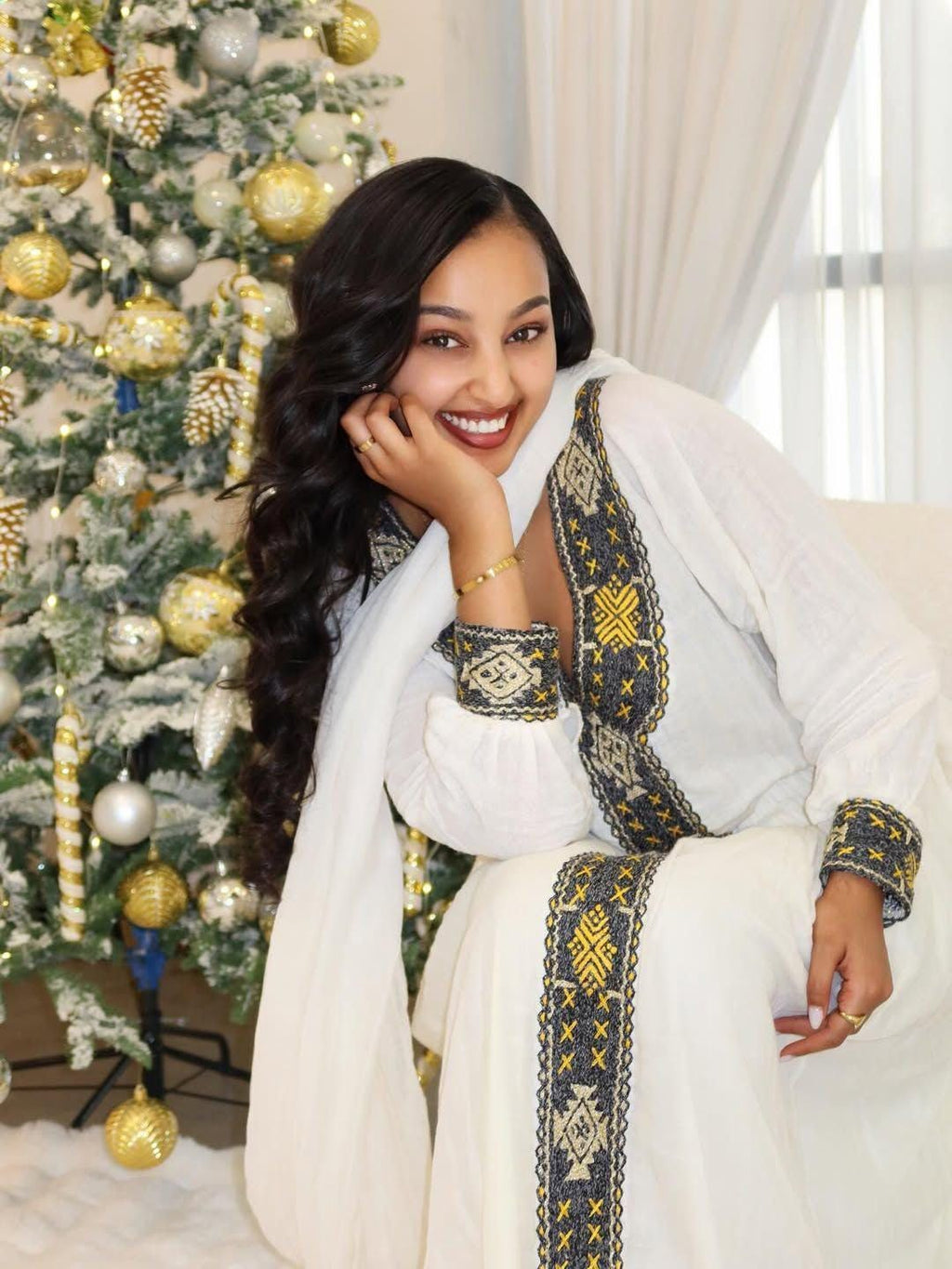 Cultural Habesha Kemis For Women, Black and Golden Tilet Eritrean & Ethiopian Traditional Dress, Handmade