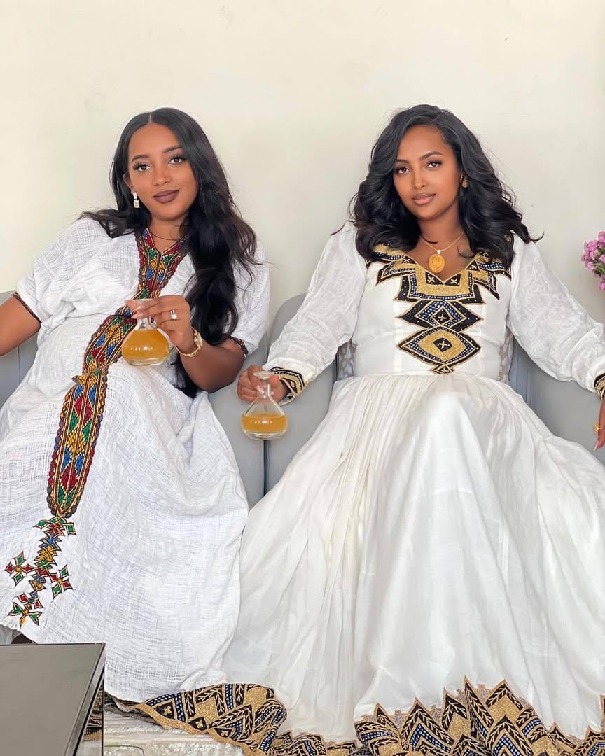 Cultural Habesha Kemis for Women, Gold and Black Tilet Eritrean & Ethiopian Traditional Dress, Custom Dress