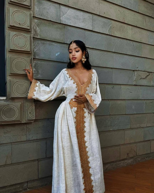 Cultural Habesha Fetil Kemis for Women , Golden Tilet Eritrean & Ethiopian Traditional Dress, Custom Made