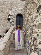 Cultural Habesha Fetil Kemis for Women, Purple Tilet Eritrean & Ethiopian Traditional Dress, Custom Made