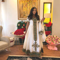Cultural Habesha Kemis for Women, Dark green Tilet Eritrean & Ethiopian Traditional Dress,