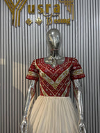 Cultural Habesha zuria  Kemis For Women, New golden and red tilf Tilet Eritrean & Ethiopian Traditional Dress