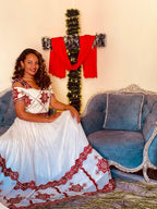Cultural Habesha Kemis For Women, New red white  Tilet Eritrean & Ethiopian Traditional Dress