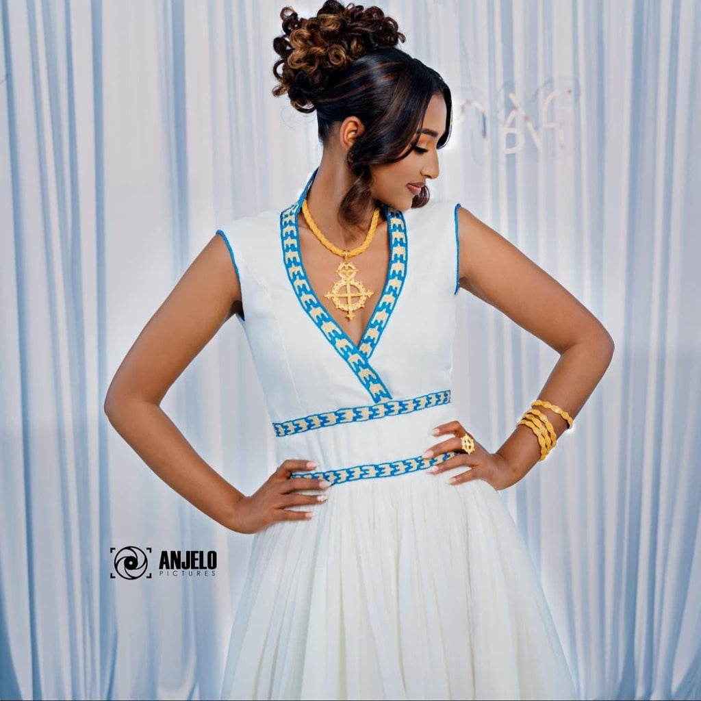 Cultural Habesha Kemis for Women, Hand Tailored Tilet, Eritrean & Ethiopian Dress, Handmade Traditional Fabric Fashion