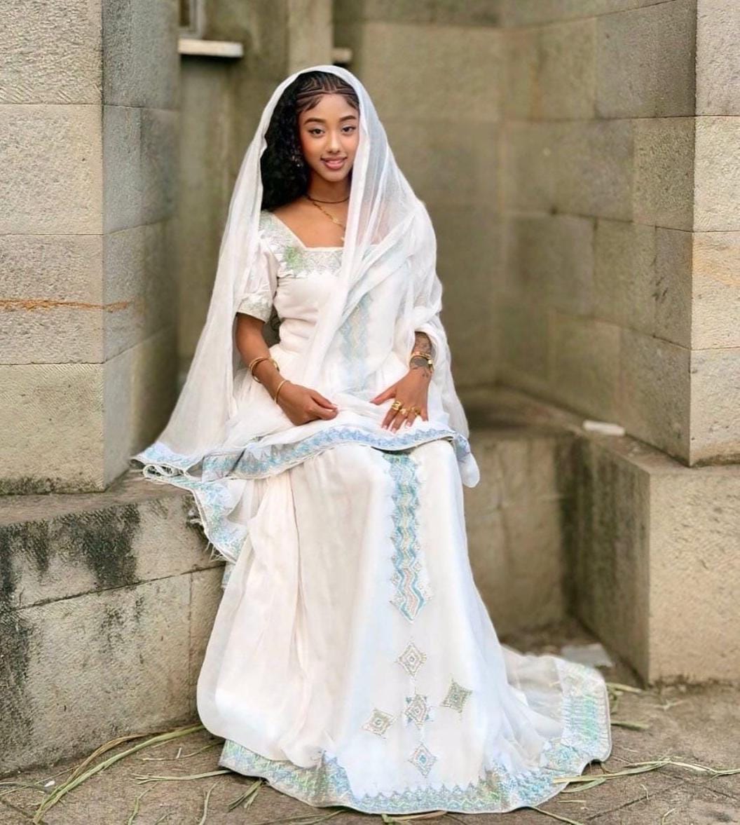 Cultural Habesha Kemis for Women, Eritrean & Ethiopian Traditional Dress, Church Wear